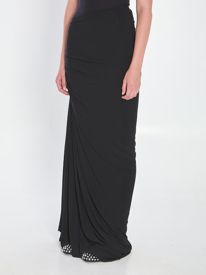 ALAIA 38 maxi draped jersey dress
