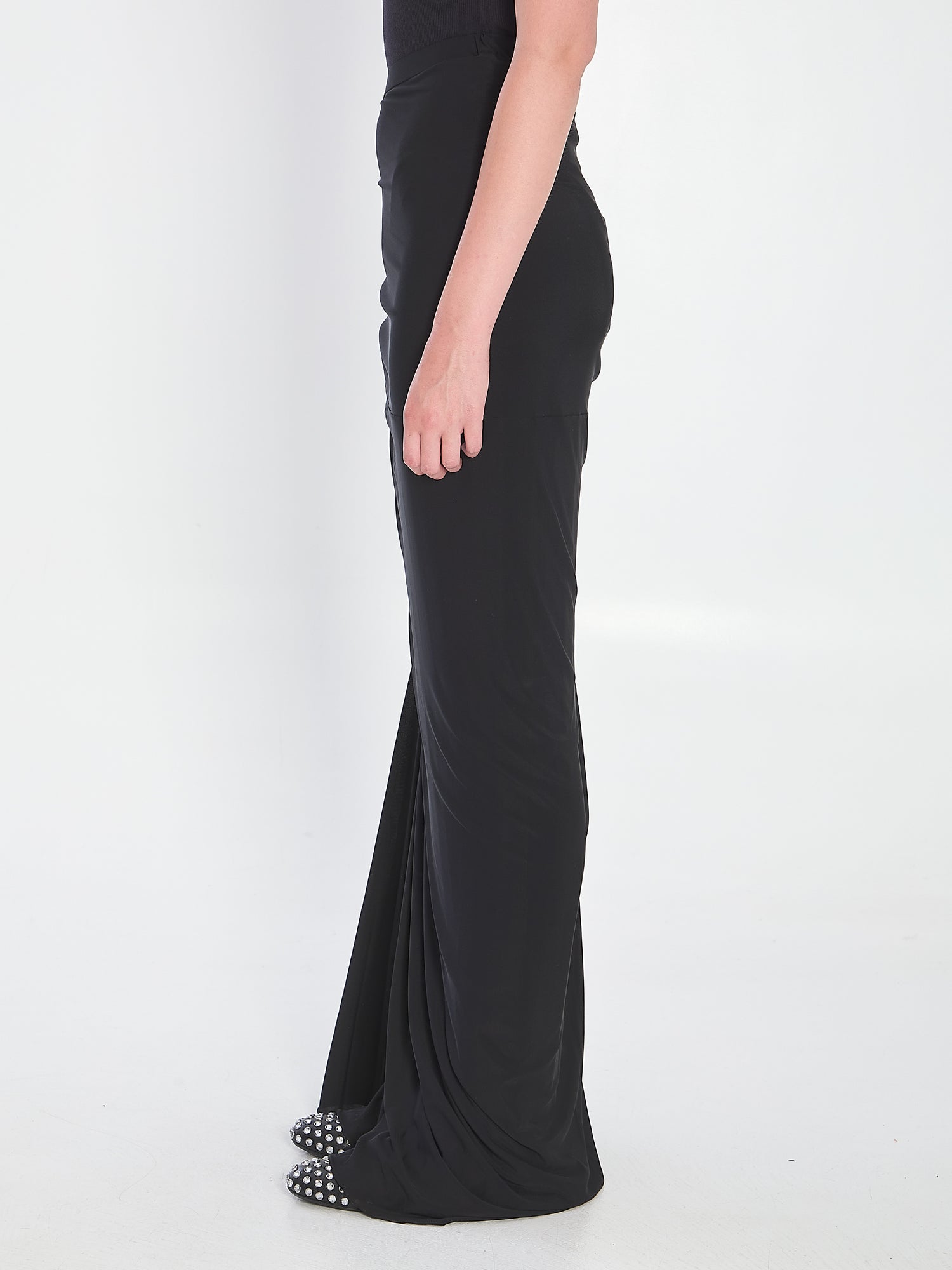 ALAIA 36 long draped jersey dress