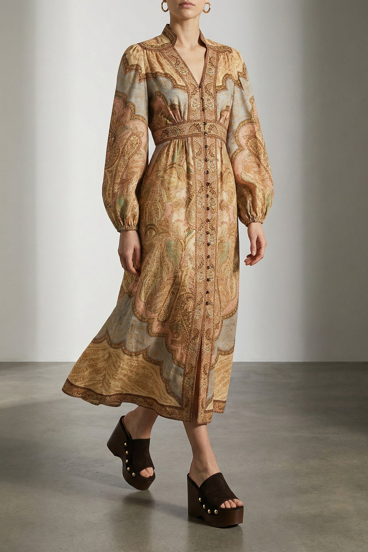 Zimmermann Tapestry Print Wanderlust Linen Midi Dress | Modecraze   MODECRAZE