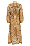 tapestry print wanderlust linen midi dress