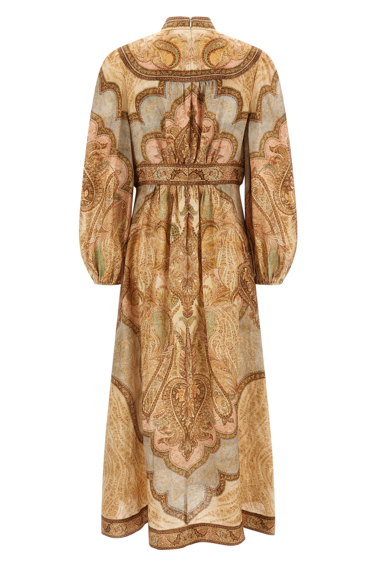tapestry print wanderlust linen midi dress