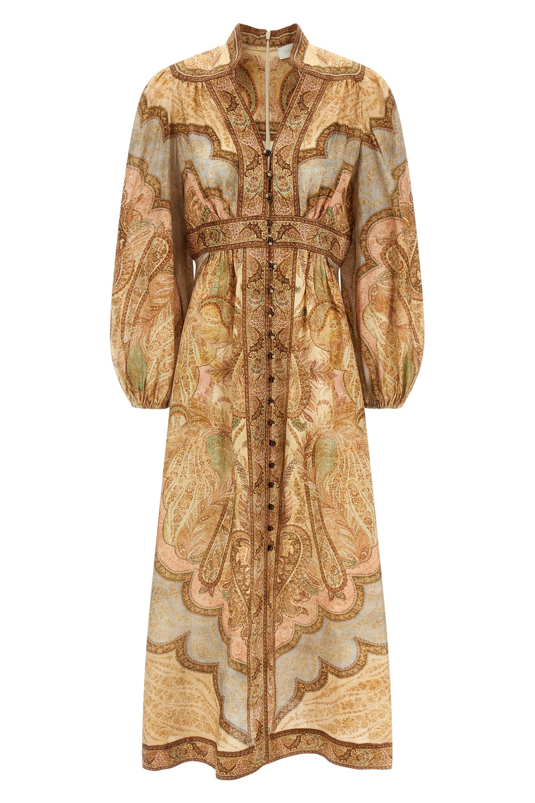 ZIMMERMANN 0.0 tapestry print wanderlust linen midi dress