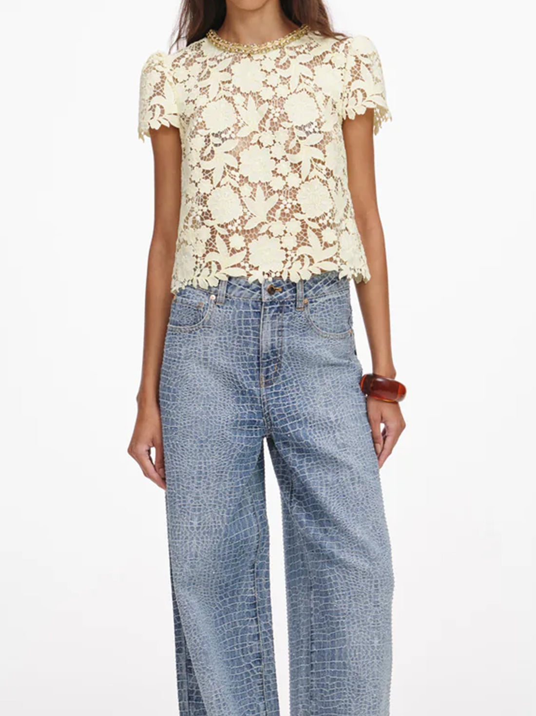 SELF PORTRAIT 10 yellow lace top 