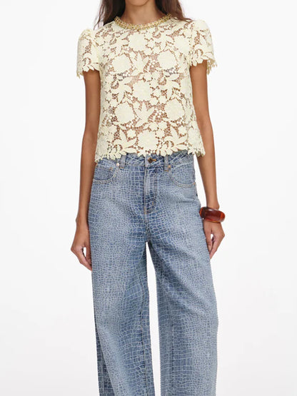 SELF PORTRAIT 10 yellow lace top 