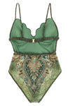 wanderlust one-piece swimsuit in tapestry multi print technical fabric