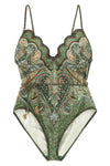 wanderlust one-piece swimsuit in tapestry multi print technical fabric