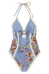 awaken all-over floral chambray print lycra one-piece swimsuit