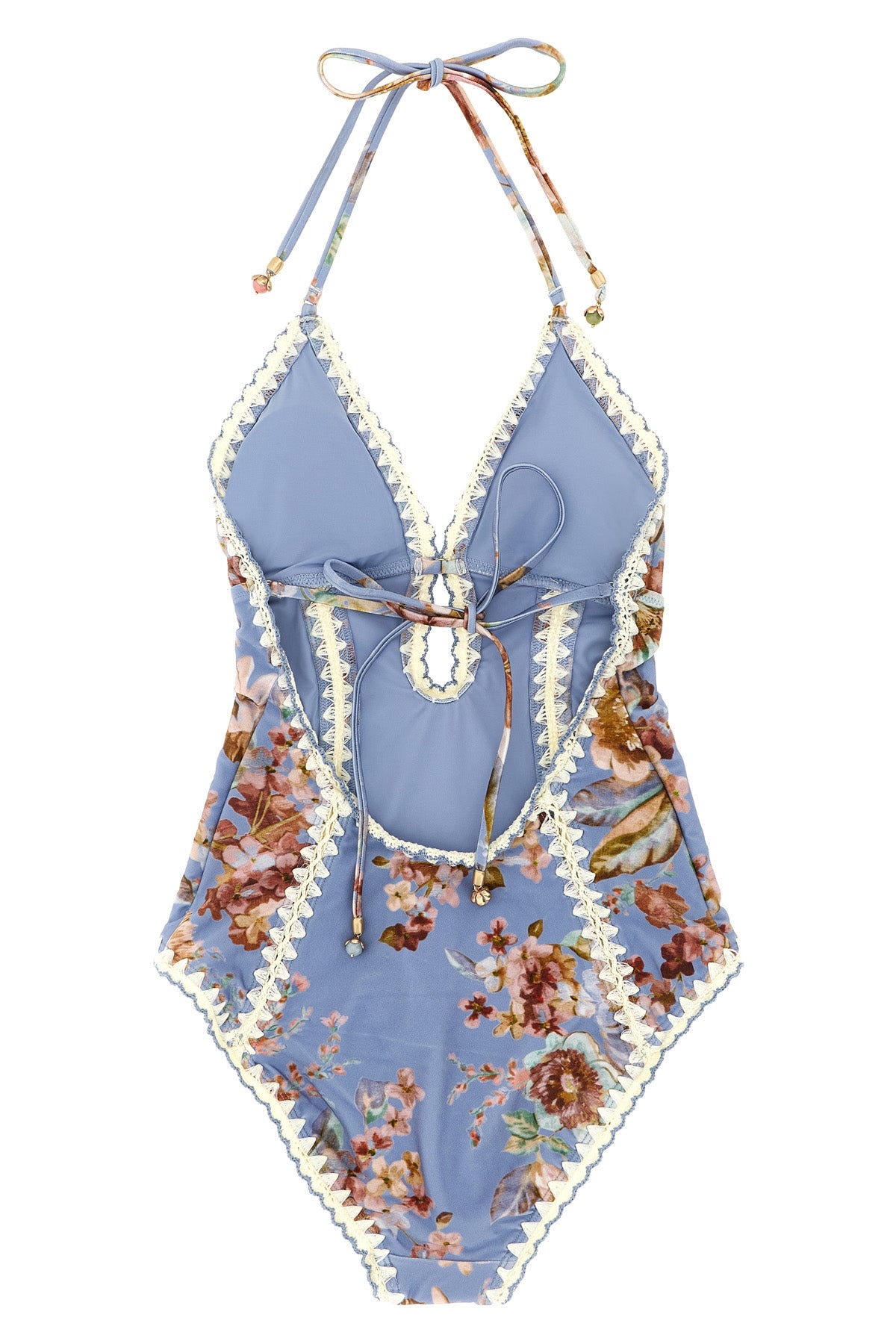 awaken all-over floral chambray print lycra one-piece swimsuit
