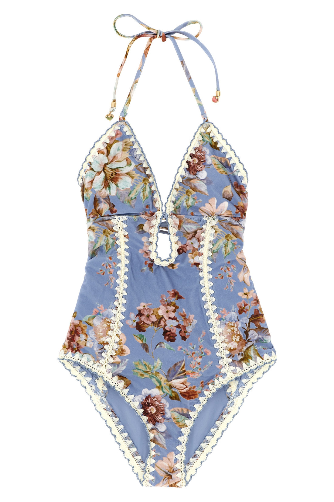 ZIMMERMANN 0 awaken all-over floral chambray print lycra one-piece swimsuit