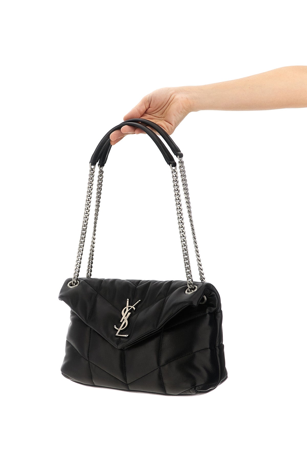 black leather matelassè
