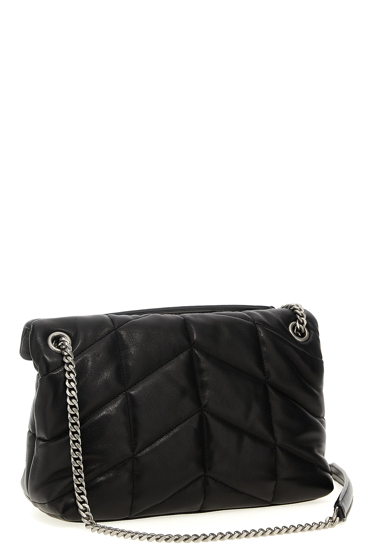 black leather matelassè