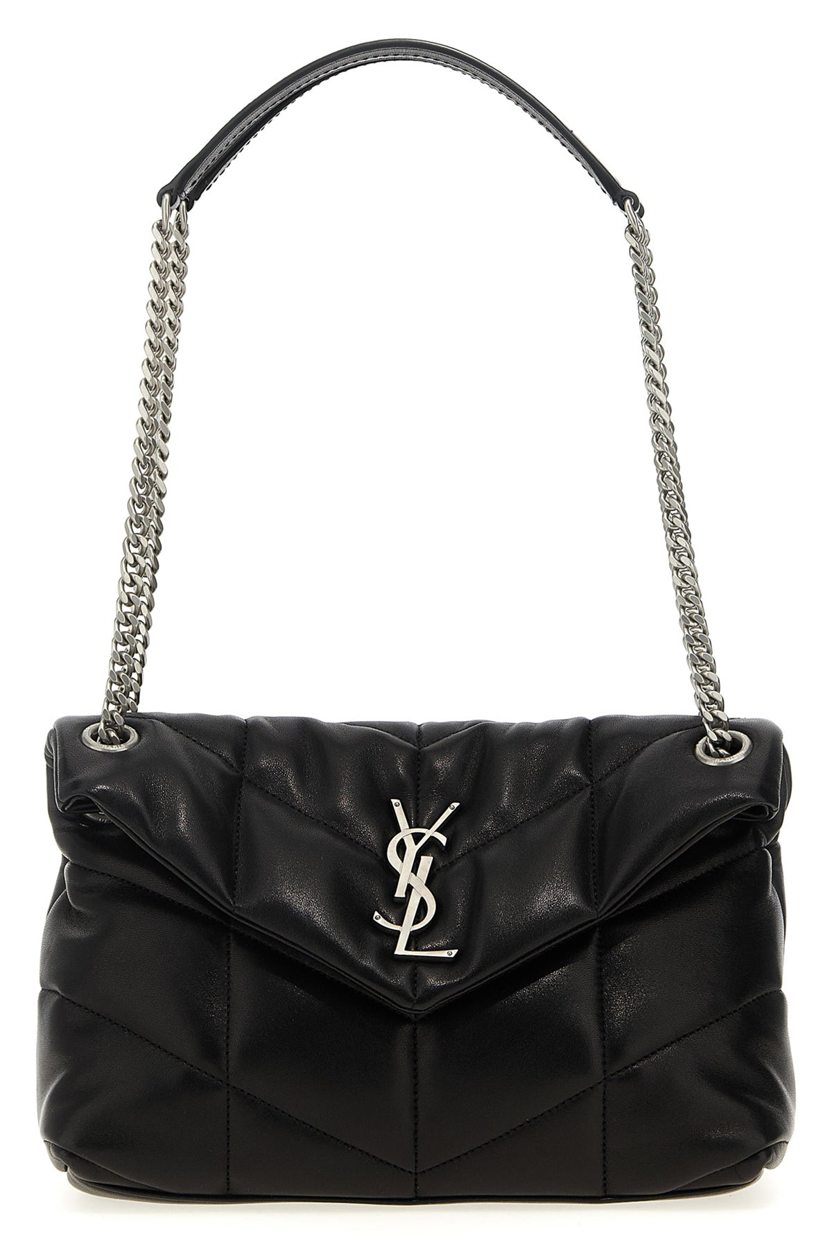black leather matelassè