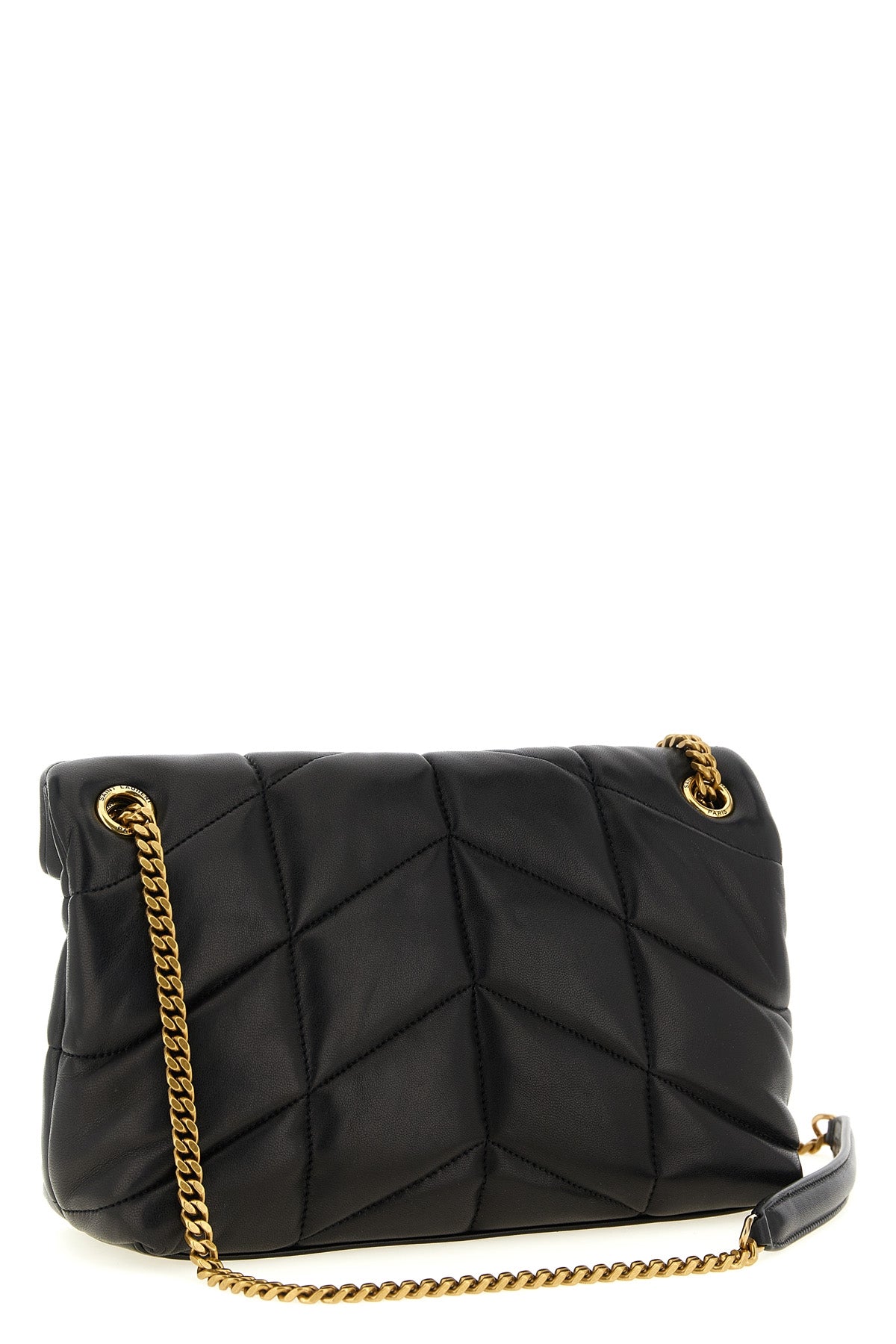 the saint laurent puffer small shoulder bag in black lamb nappa sets new stand