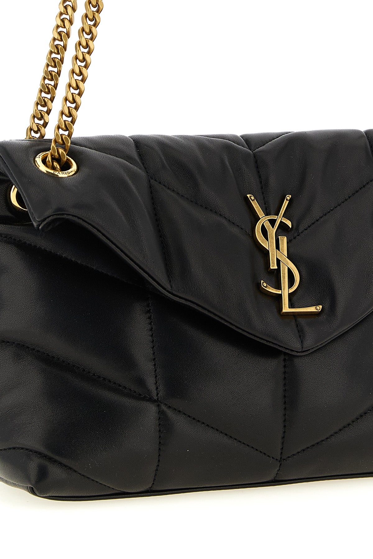the saint laurent puffer small shoulder bag in black lamb nappa sets new stand