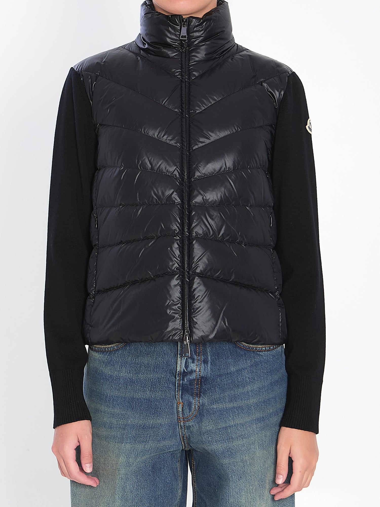 MONCLER XS padded wool cardigan