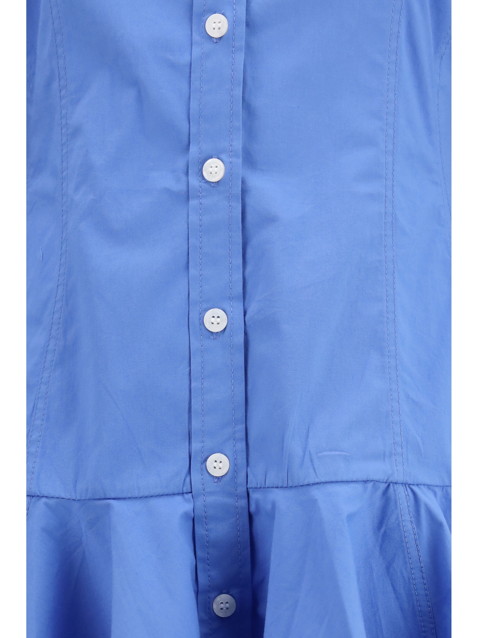 cotton shirt dress with balloon skirt