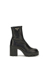 stretch leather platform ankle boots