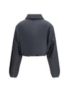 technical fabric and shearling windbreaker jacket