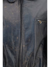 vintage leather jacket with drawstring