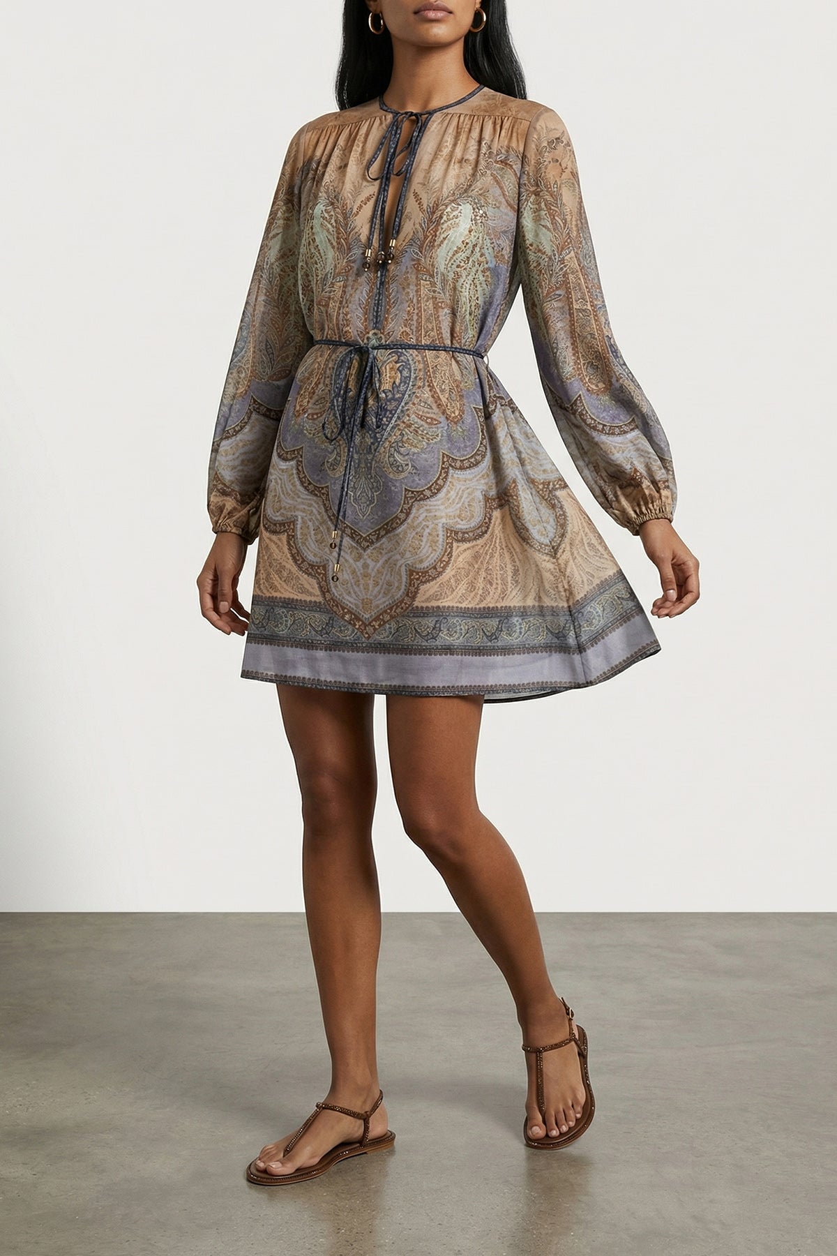 wanderlust patterned silk minidress