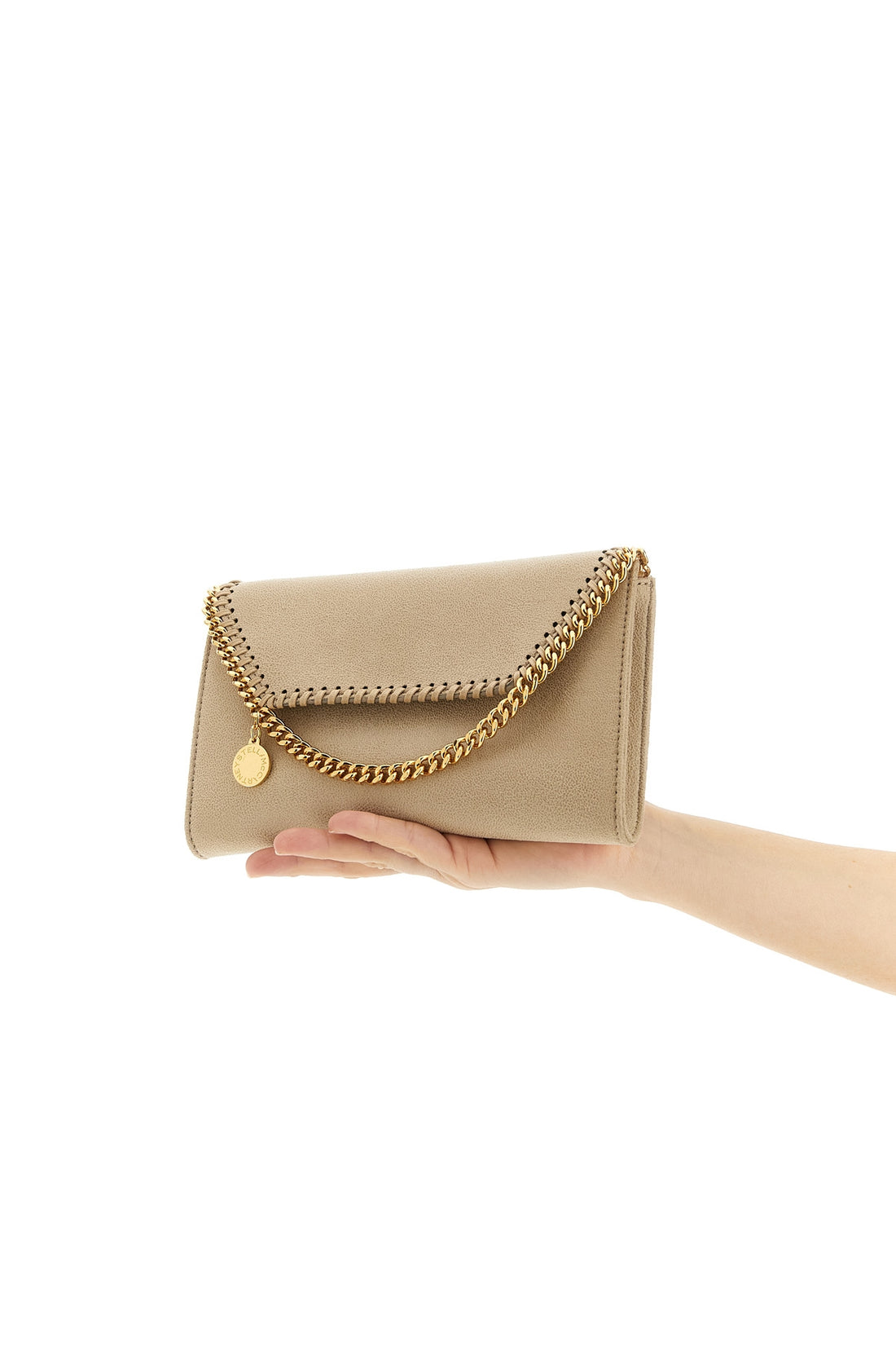 STELLA MCCARTNEY OS shaggy deer vegan fabric wallet on chain