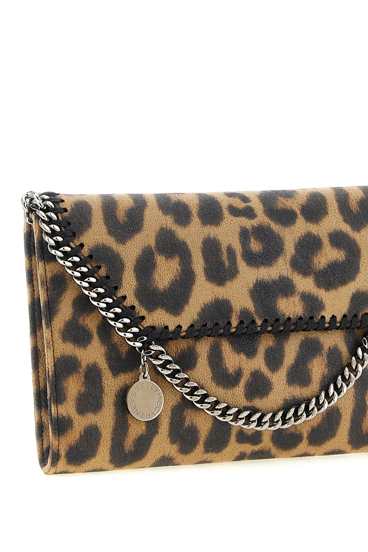 the stella mccartney falabella clutch bag stands out for its compact rectangul