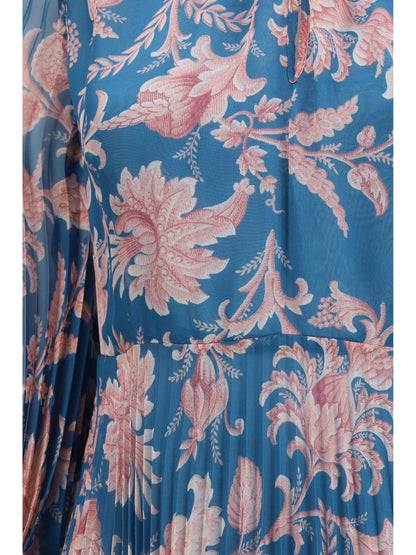 ETRO 44 maxi pleated dress with flared sleeves