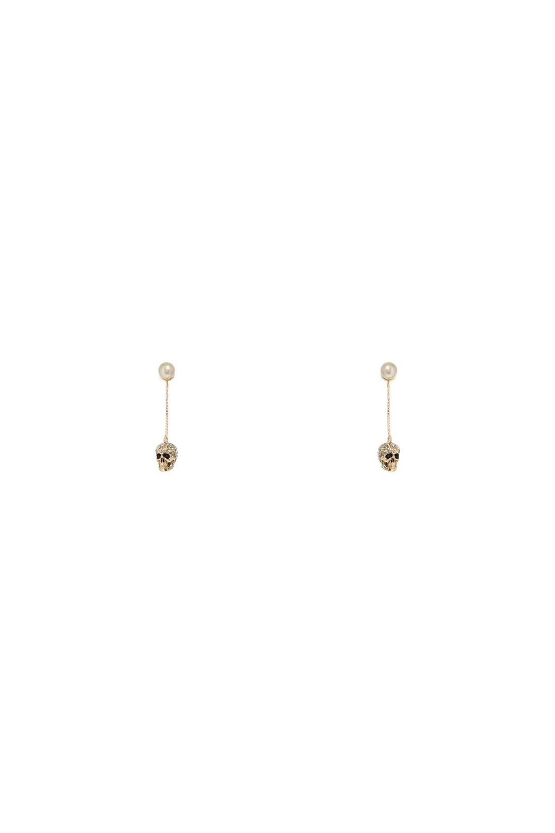 skull earrings with pavé and chain