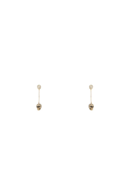 skull earrings with pavé and chain