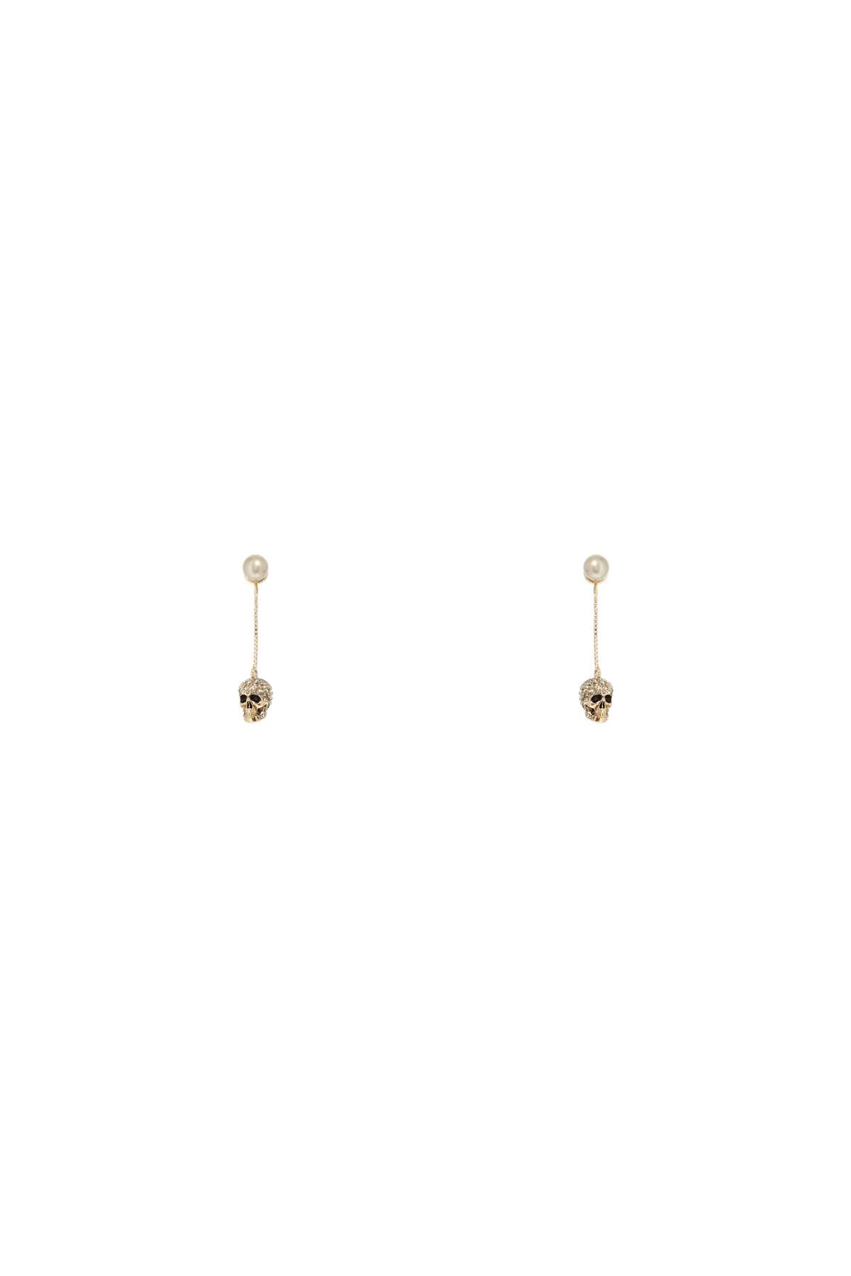 skull earrings with pavé and chain