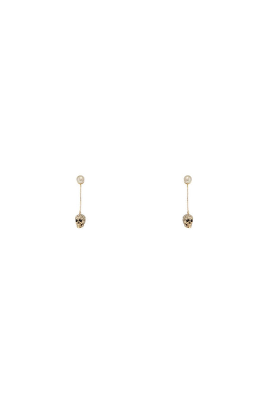 skull earrings with pavé and chain