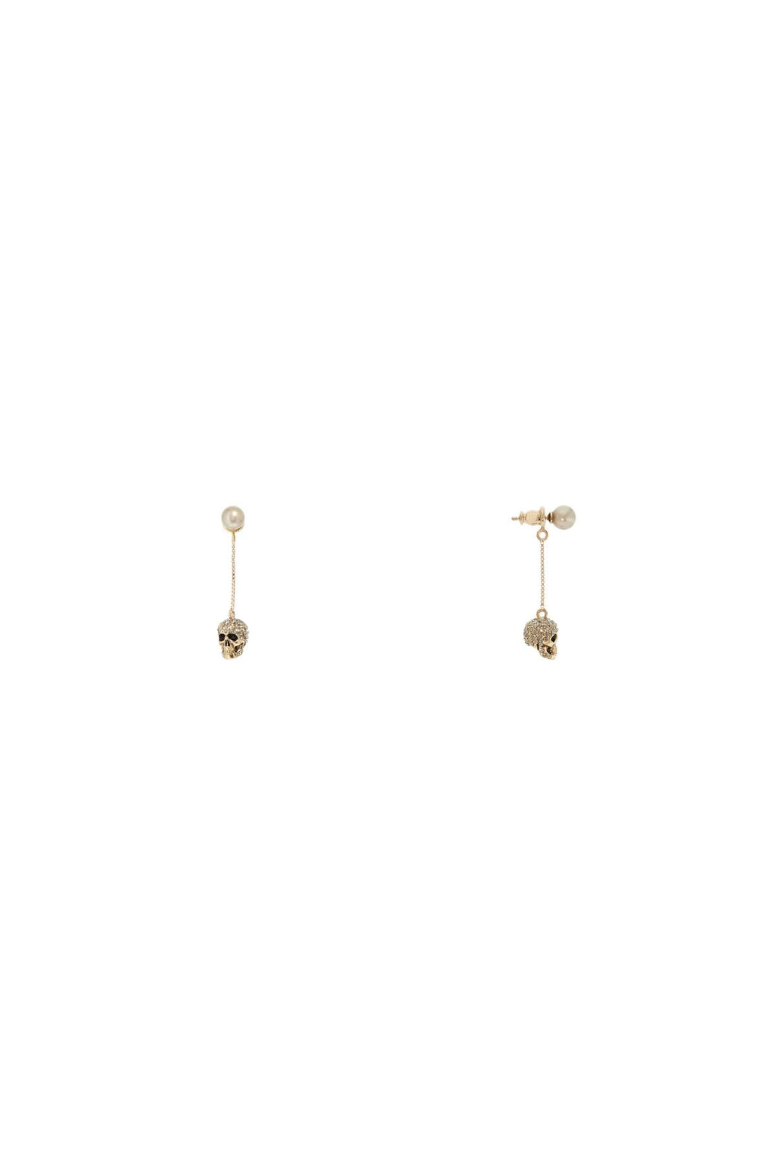 skull earrings with pavé and chain