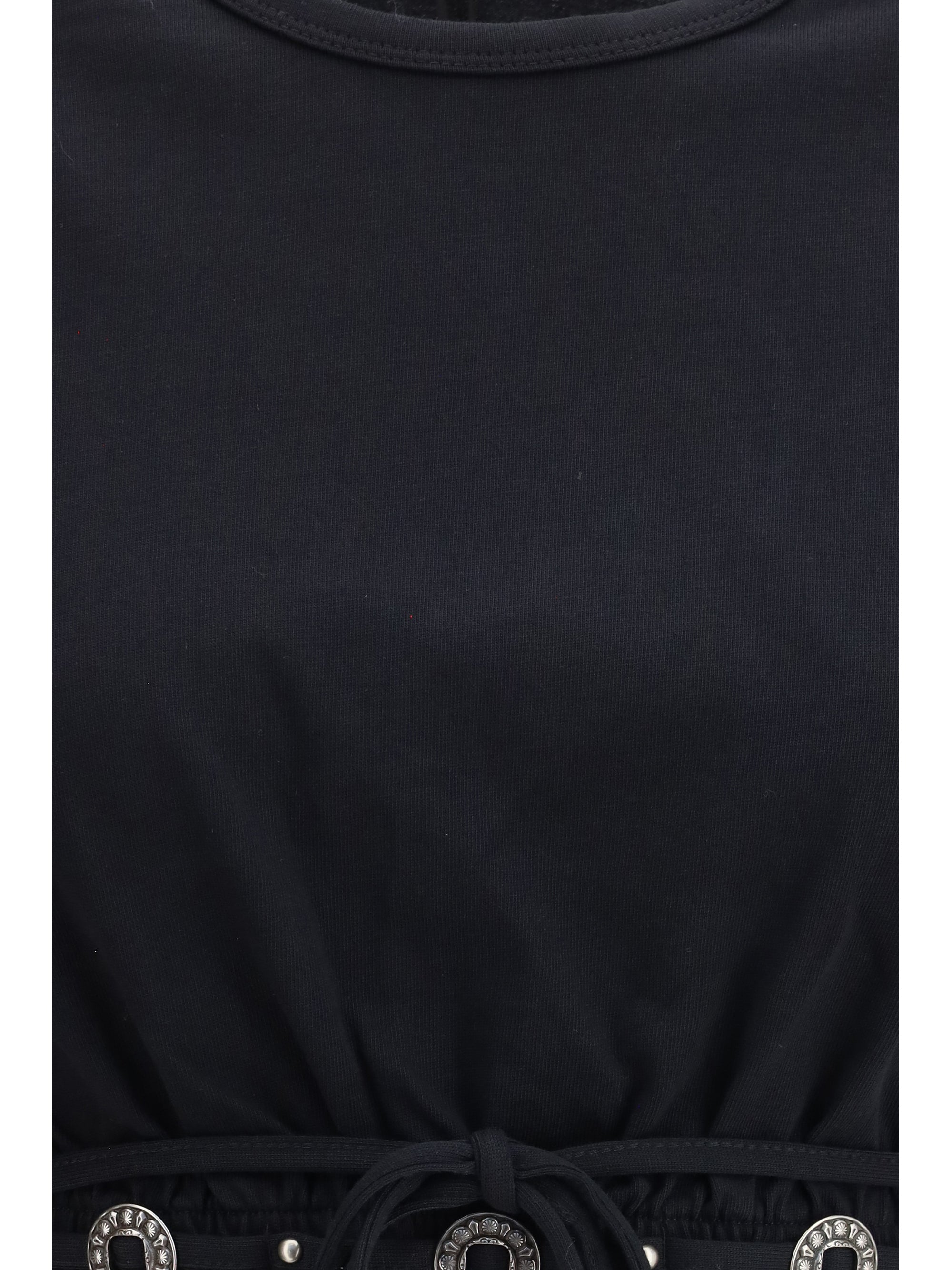 cropped t-shirt in pure cotton with lace-up detail and western accents