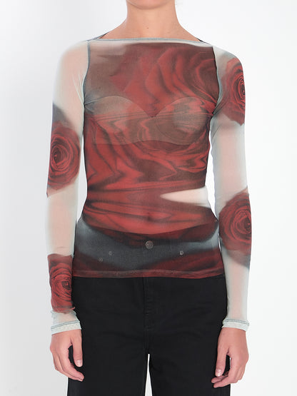 JEAN PAUL GAULTIER M blurry roses top 