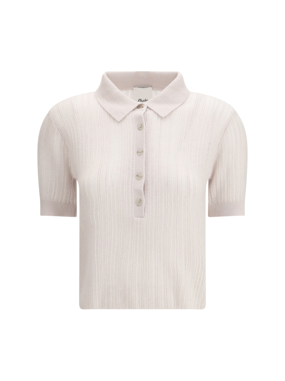 ALLUDE L polo-neck short-sleeve sweater