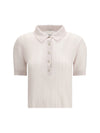 polo-neck short-sleeve sweater
