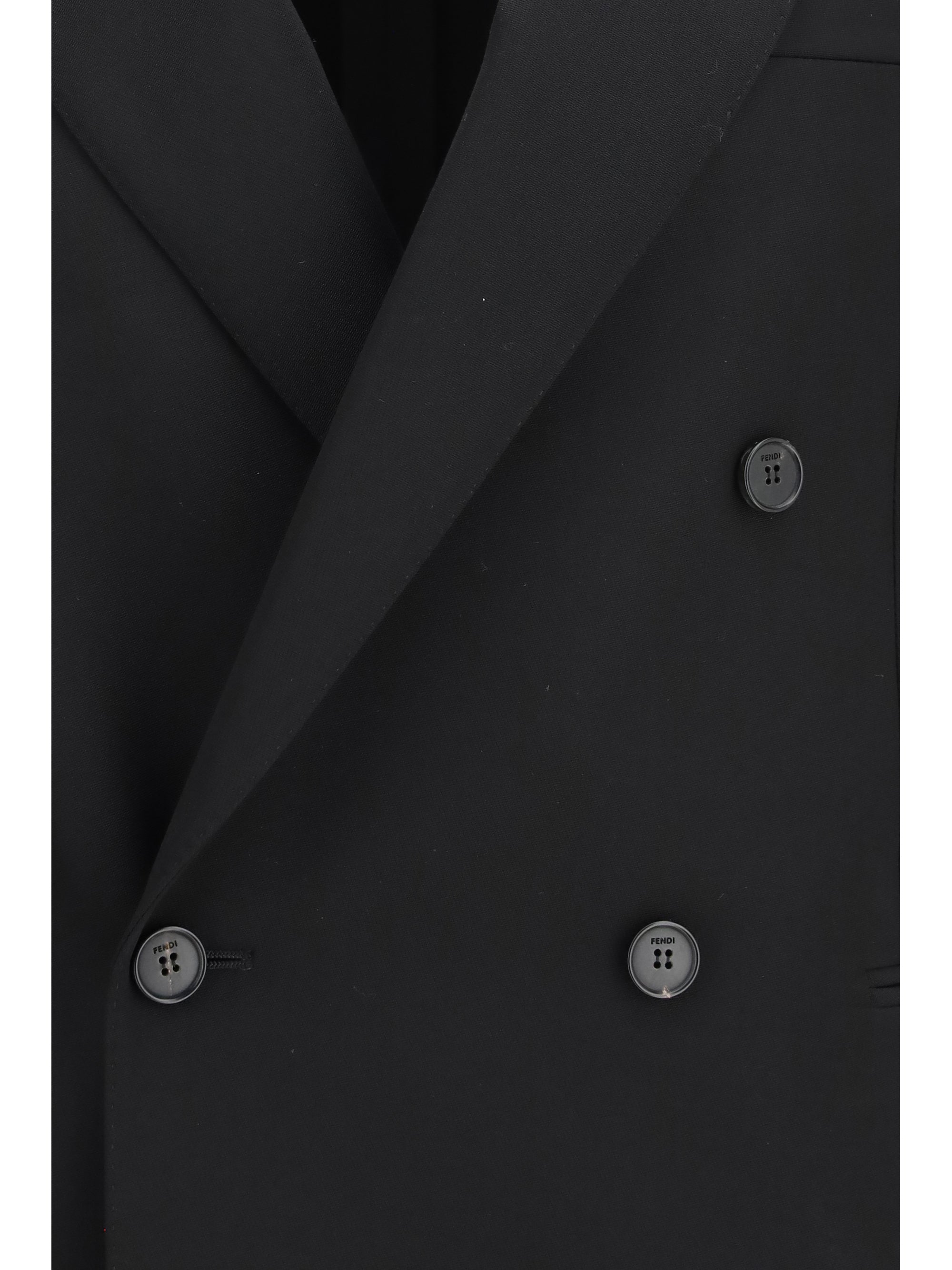 double-breasted wool twill blazer