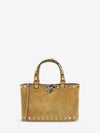 rockstud mini suede shopping bag