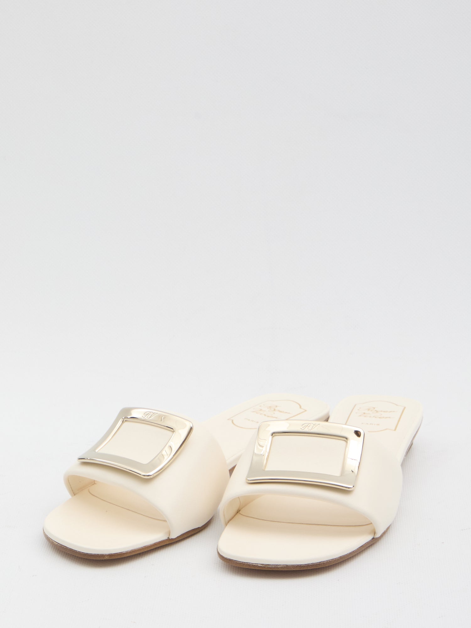ROGER VIVIER 36 rv padded leather slides