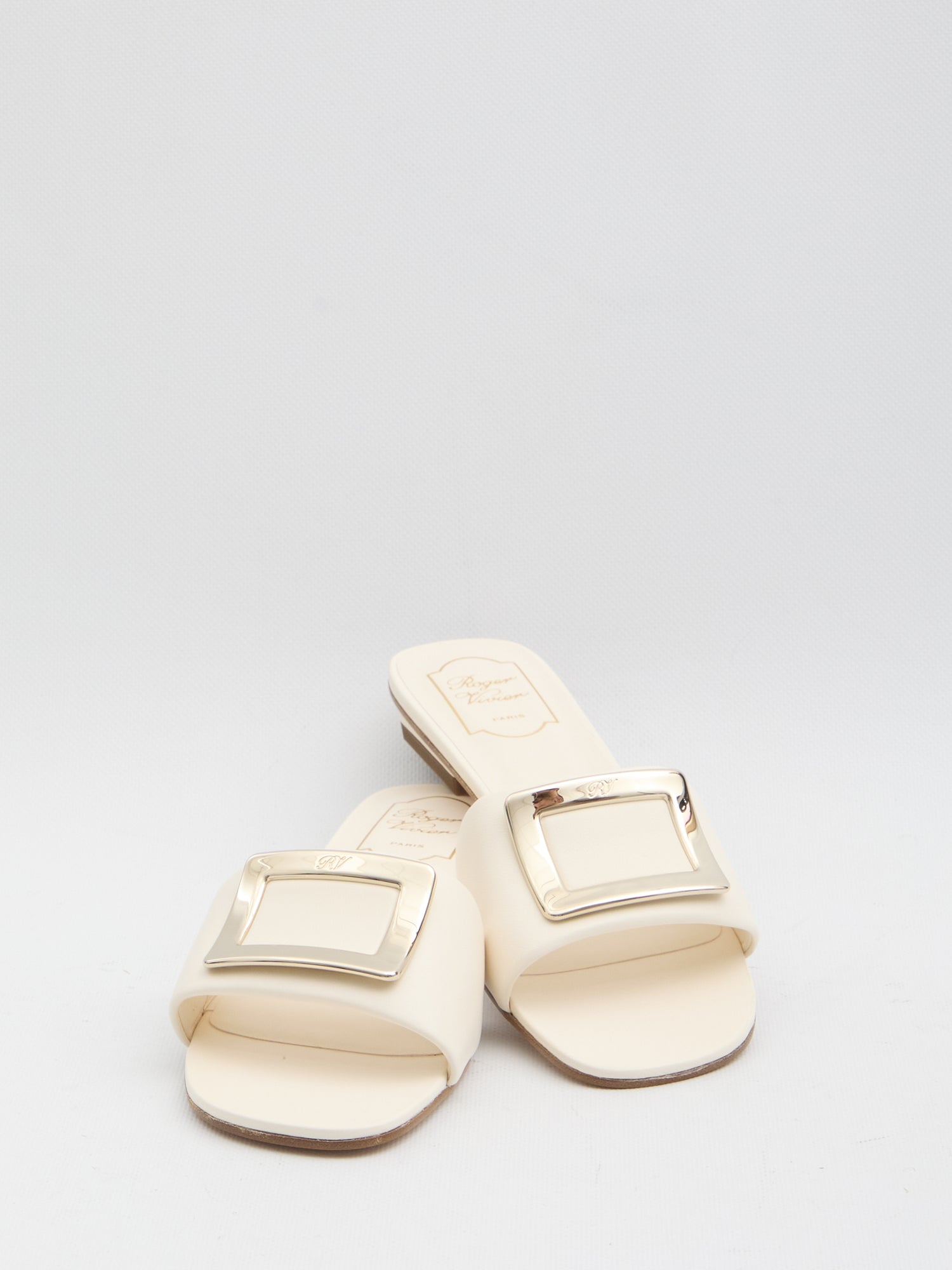 ROGER VIVIER 36 rv padded leather slides