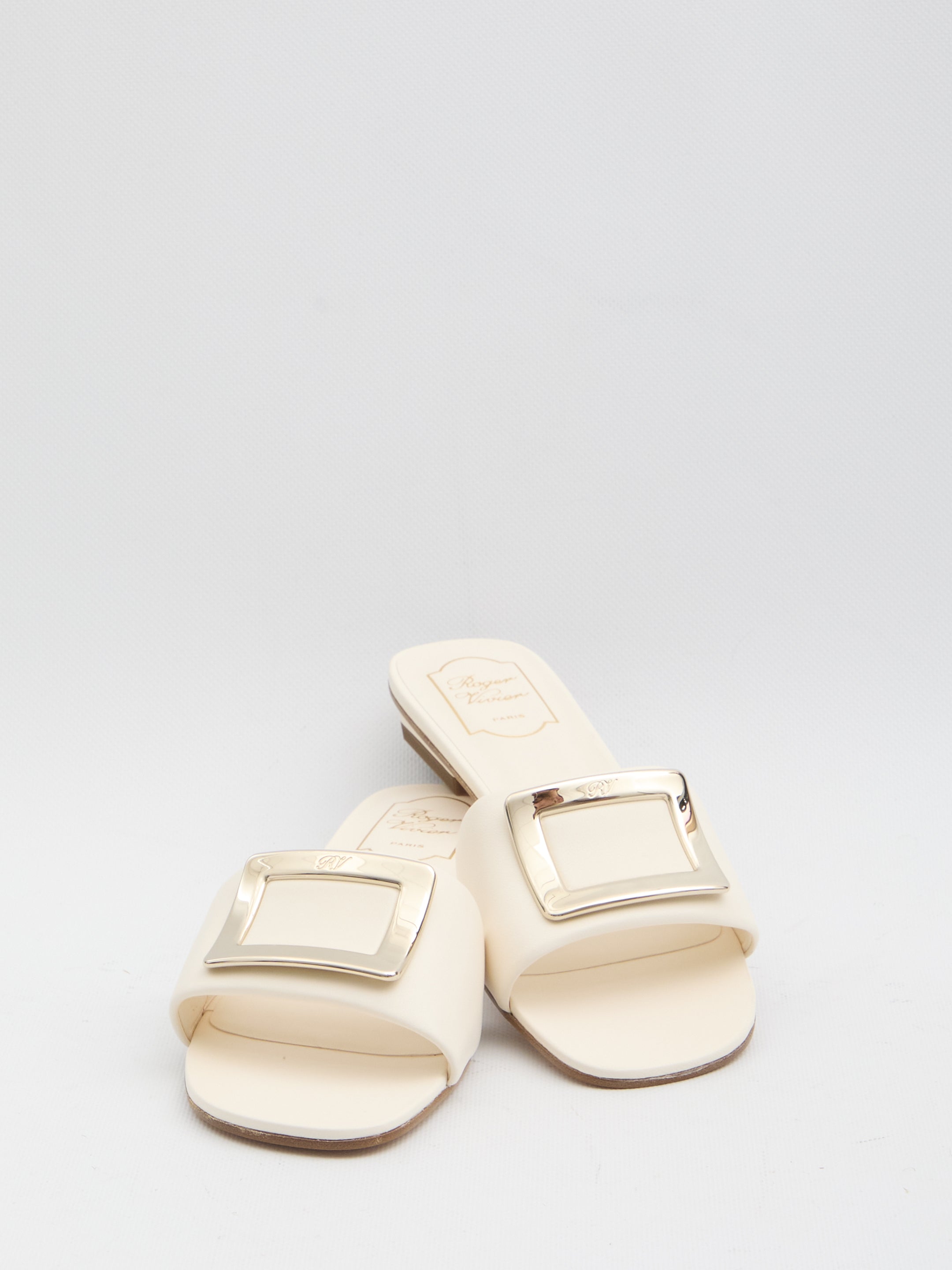 ROGER VIVIER 36 rv padded leather slides