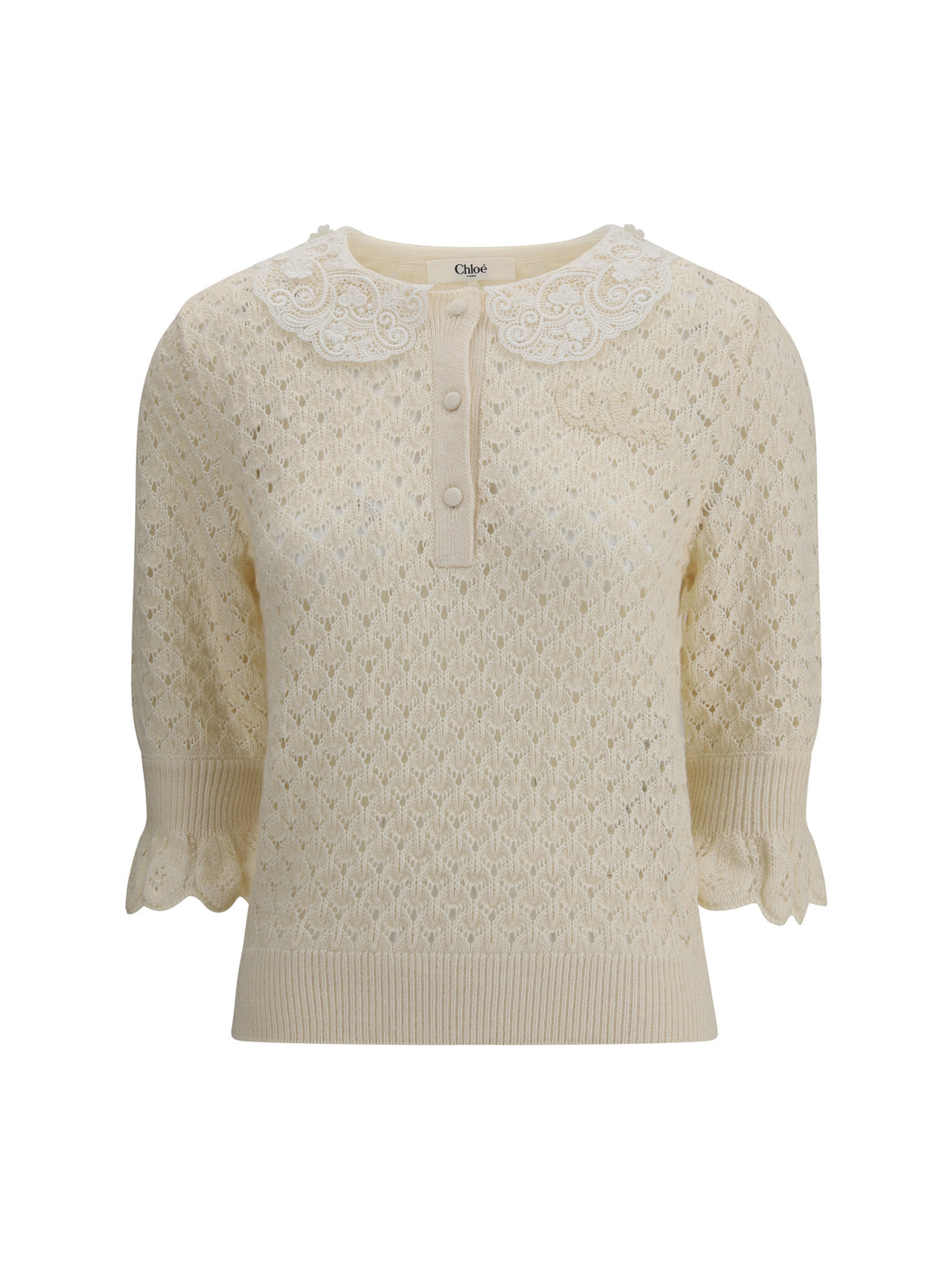 CHLOÉ M sweater with lace collar
