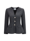 collarless wool jacket