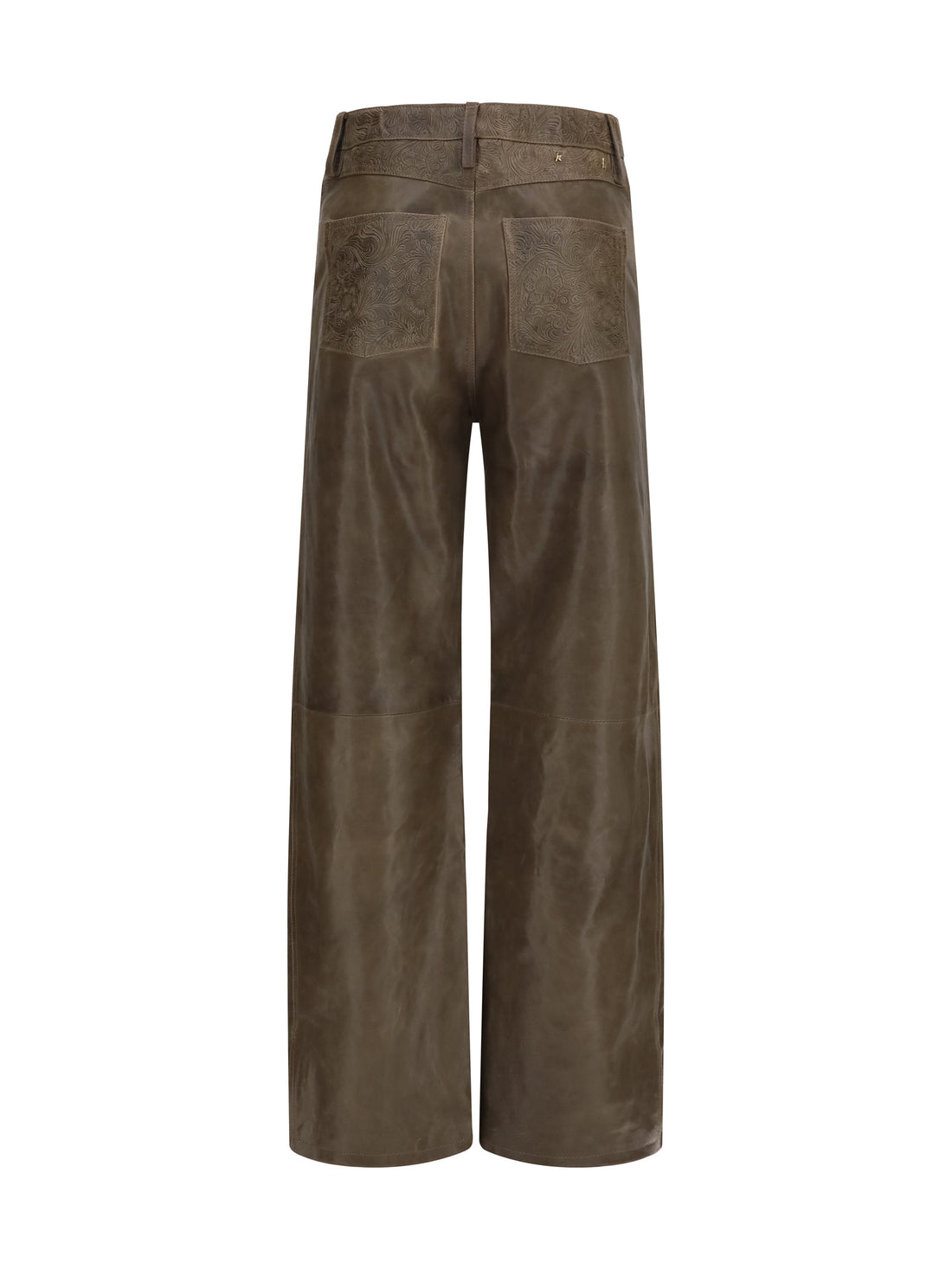 GOLDEN GOOSE 40 melany leather pants with embroidery