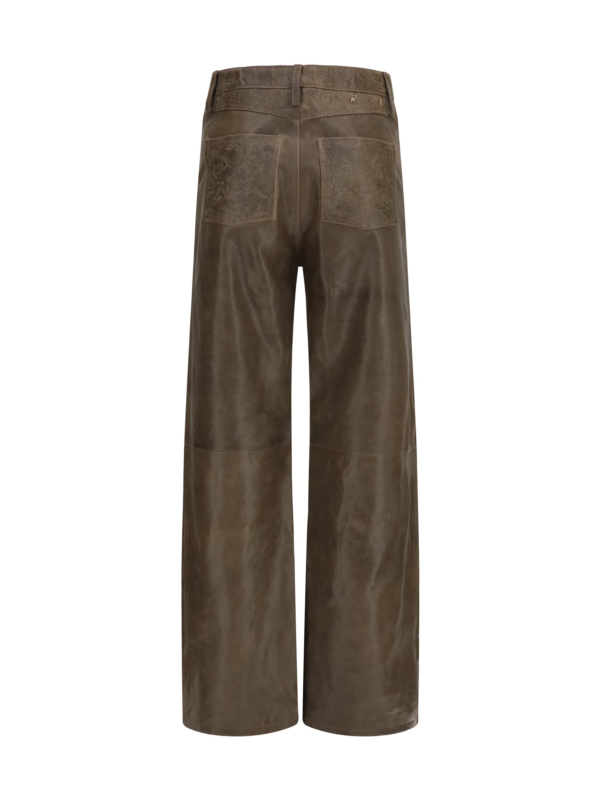 melany leather pants with embroidery