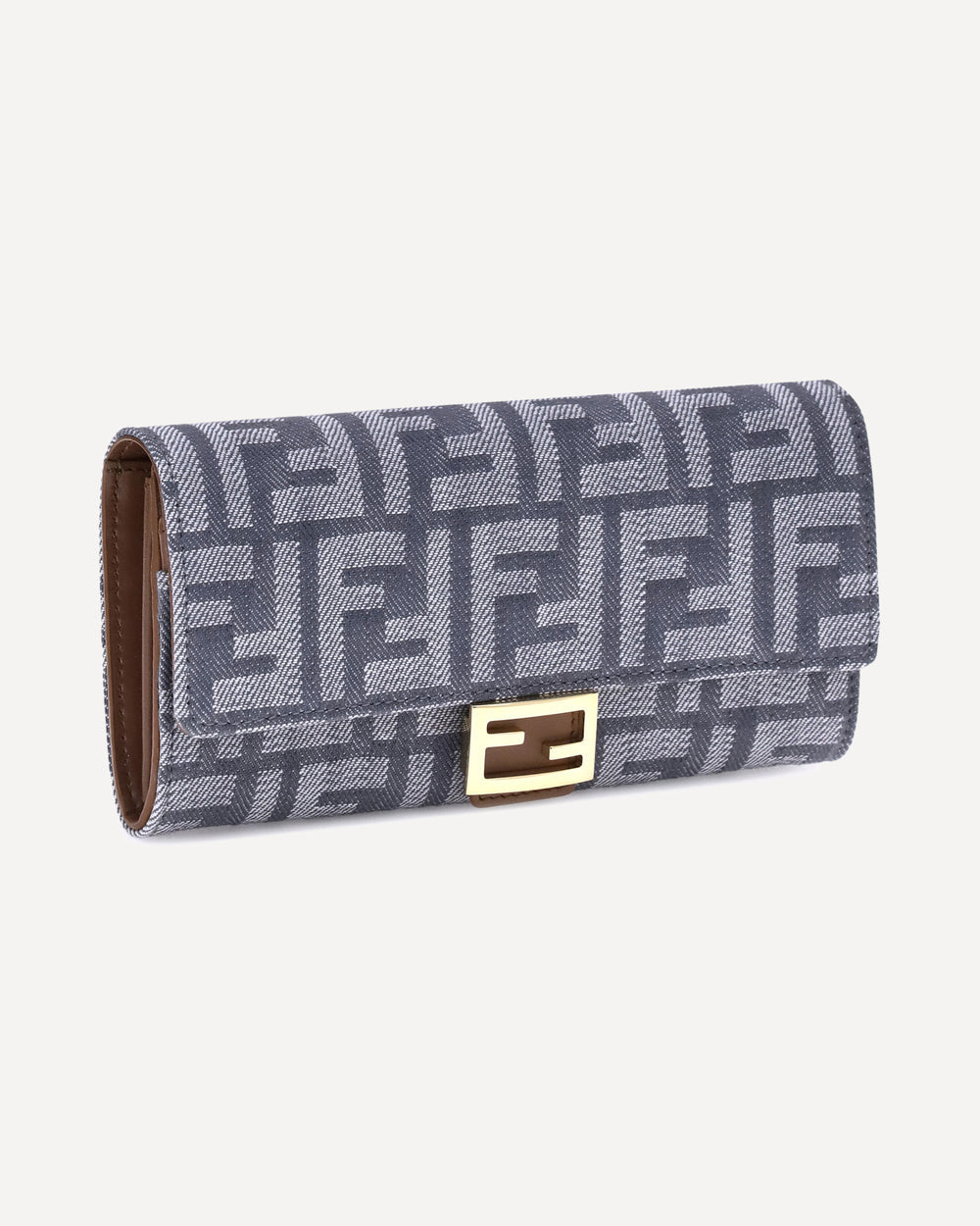 fendi ff print denim wallet