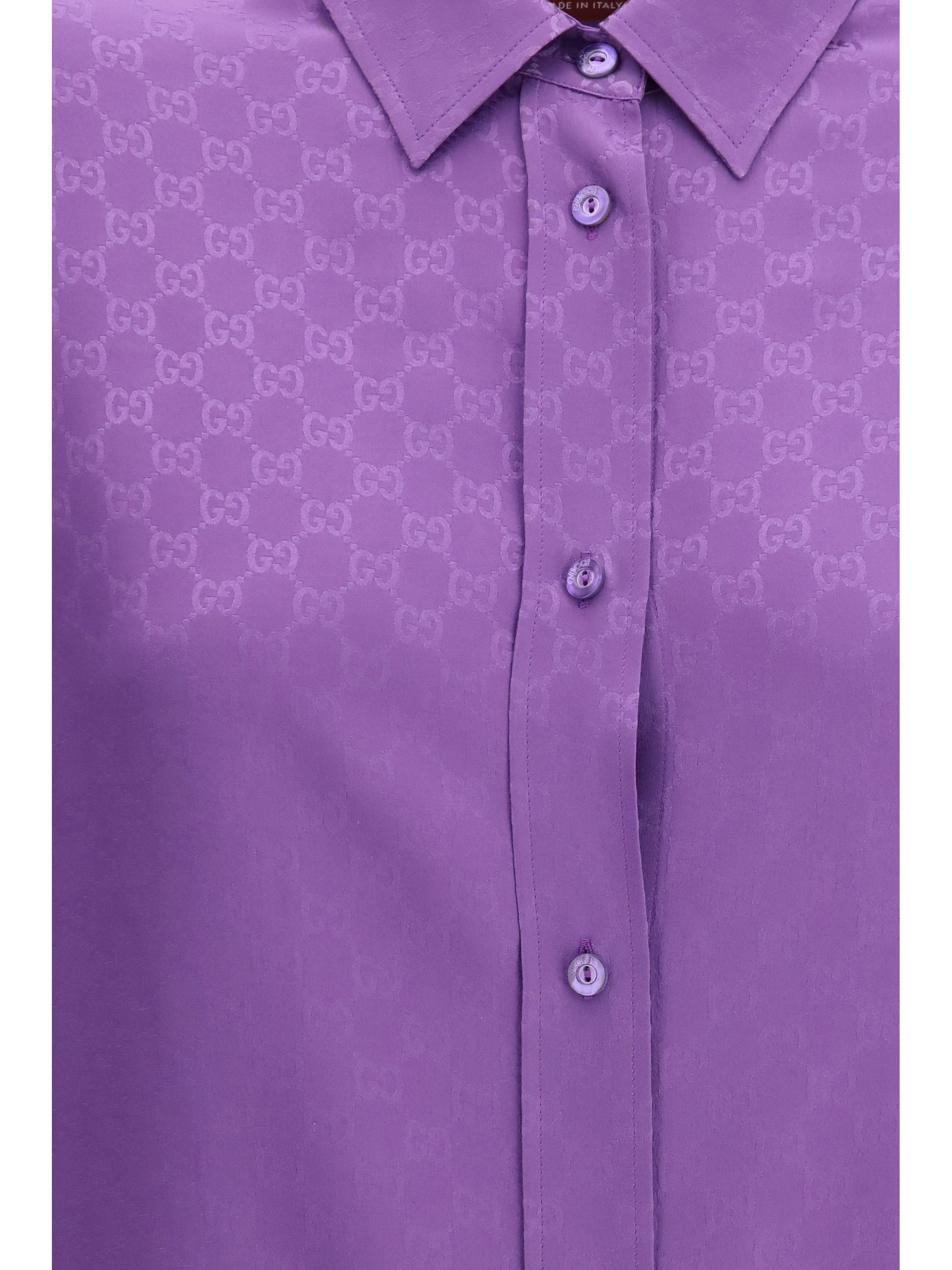 gg supreme print silk shirt