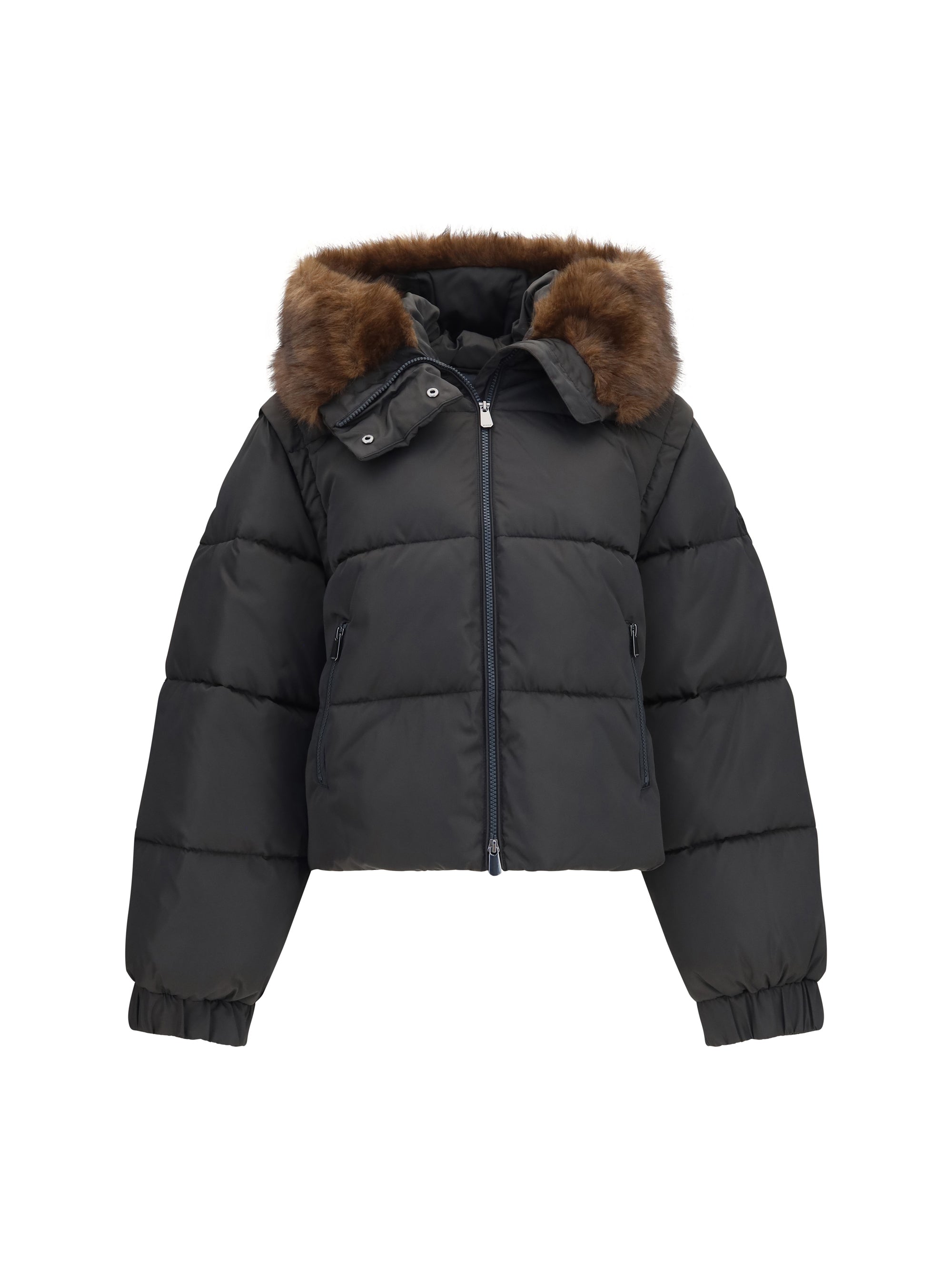 godetia padded down jacket with faux fur