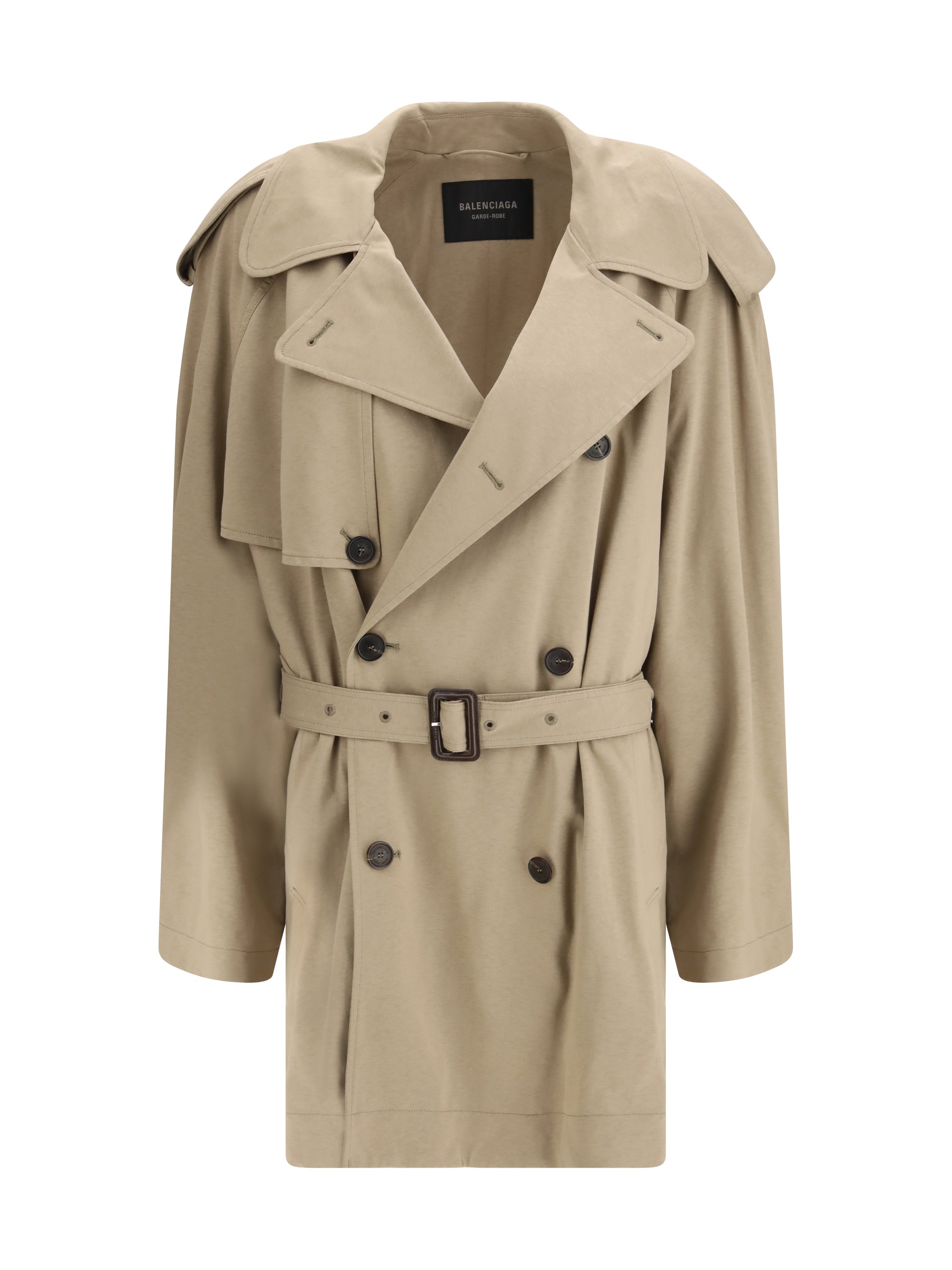 belted double-breasted trench coat