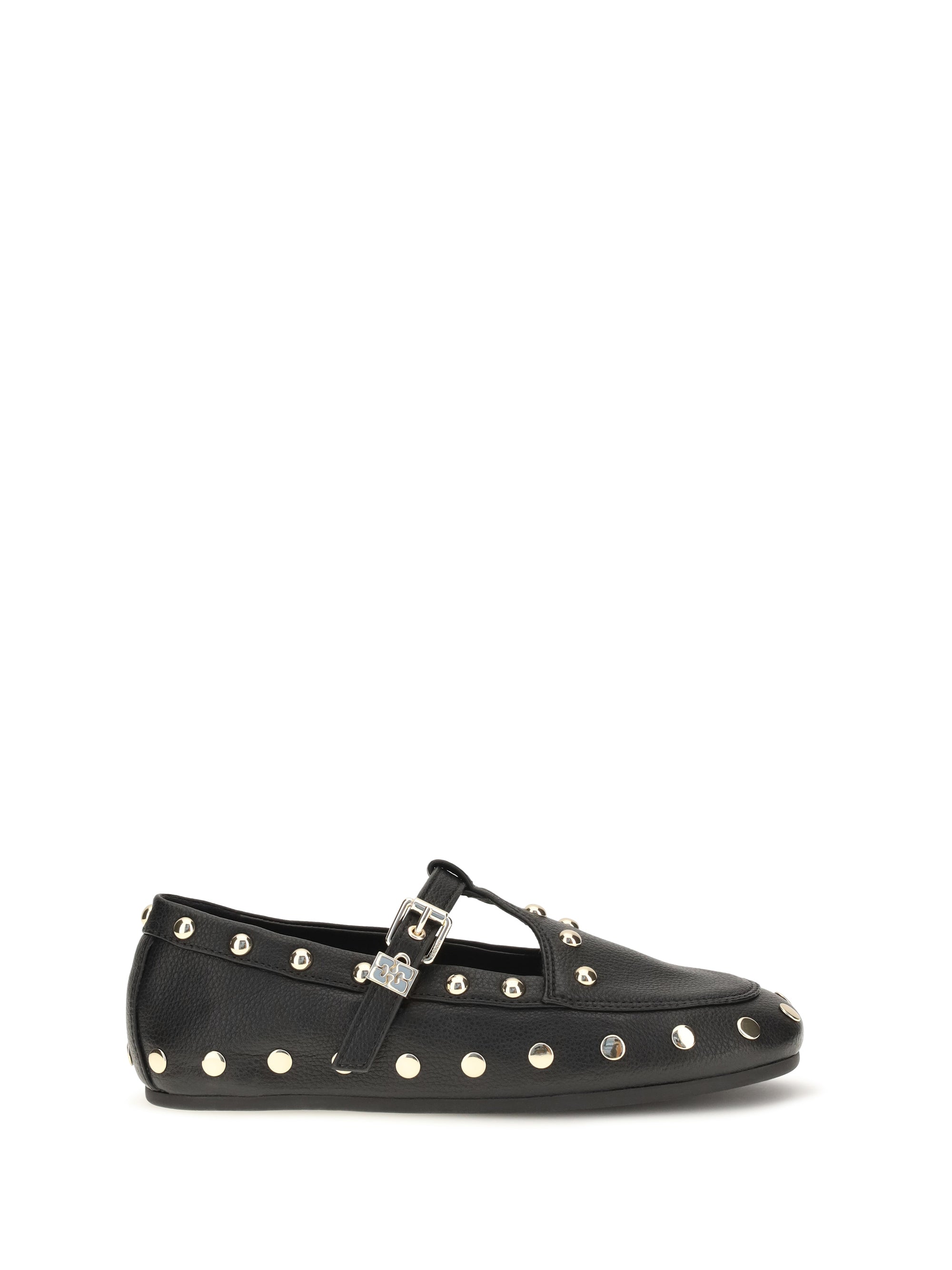 mary jenny studded ballerinas in pebbled leather